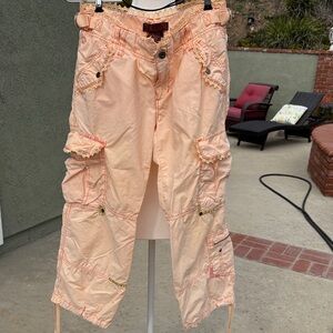 Vintage Miss Me Peach Lace-Trimmed Pants